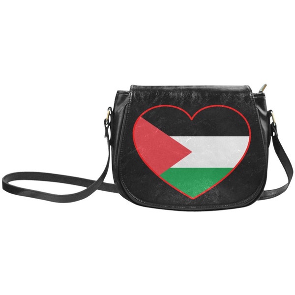 I love Palestine Crossbody Bag, Palestinian flag, I stand with Palestine, saddle bad, shoulder bag, crossbody purse, 10.24"(L) x 4.13"(W)