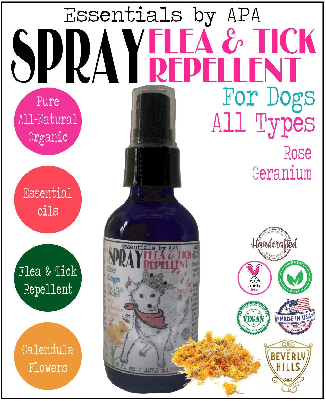 Flea & Tick repellent Spray for Dogs Organic Essential Oil Etsy
