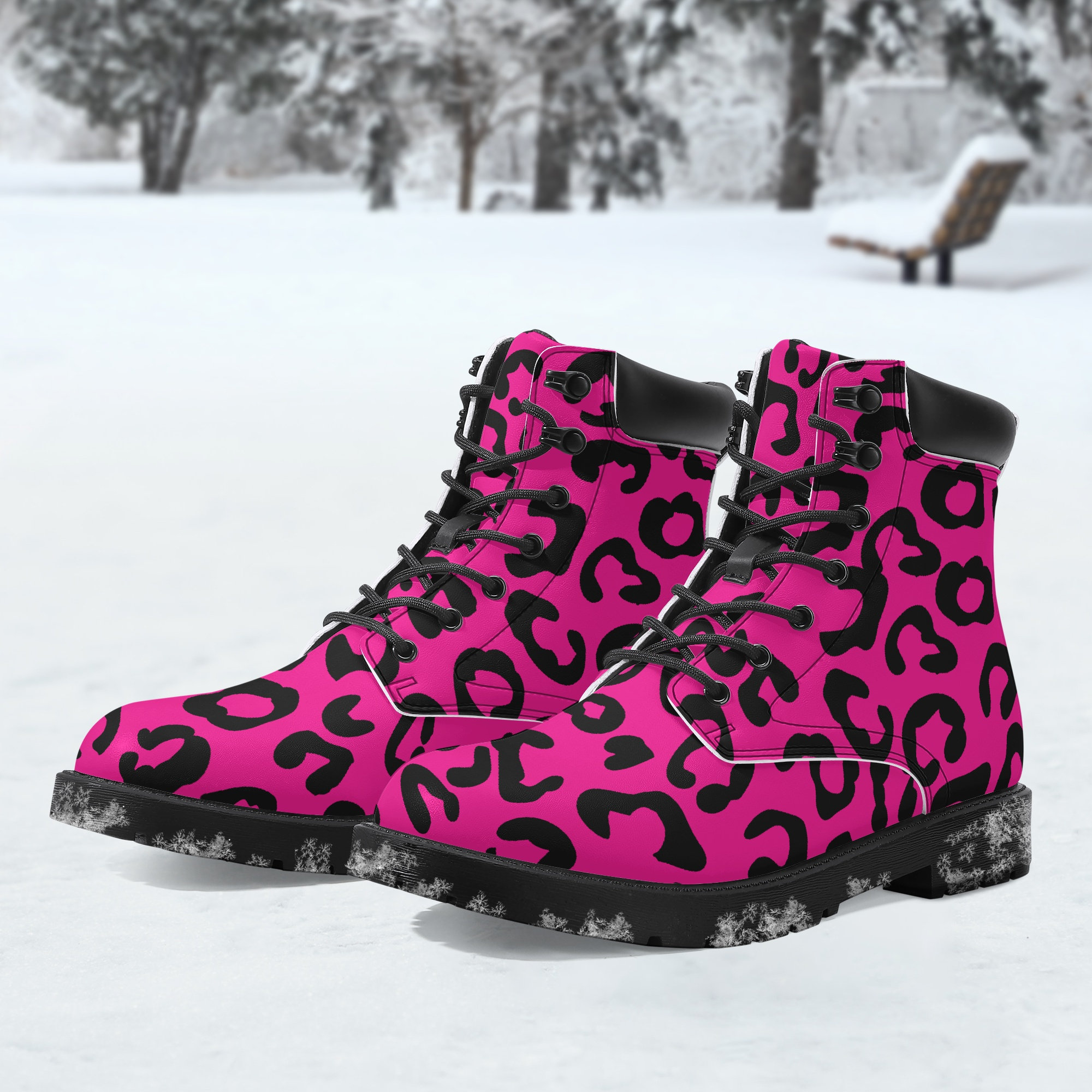 Pink leopard cheap boots