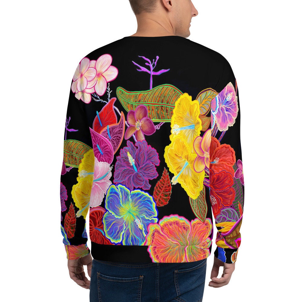 Unisex Sweatshirt Hawaiian Flowers by Maru Tropical Flowers - Etsy