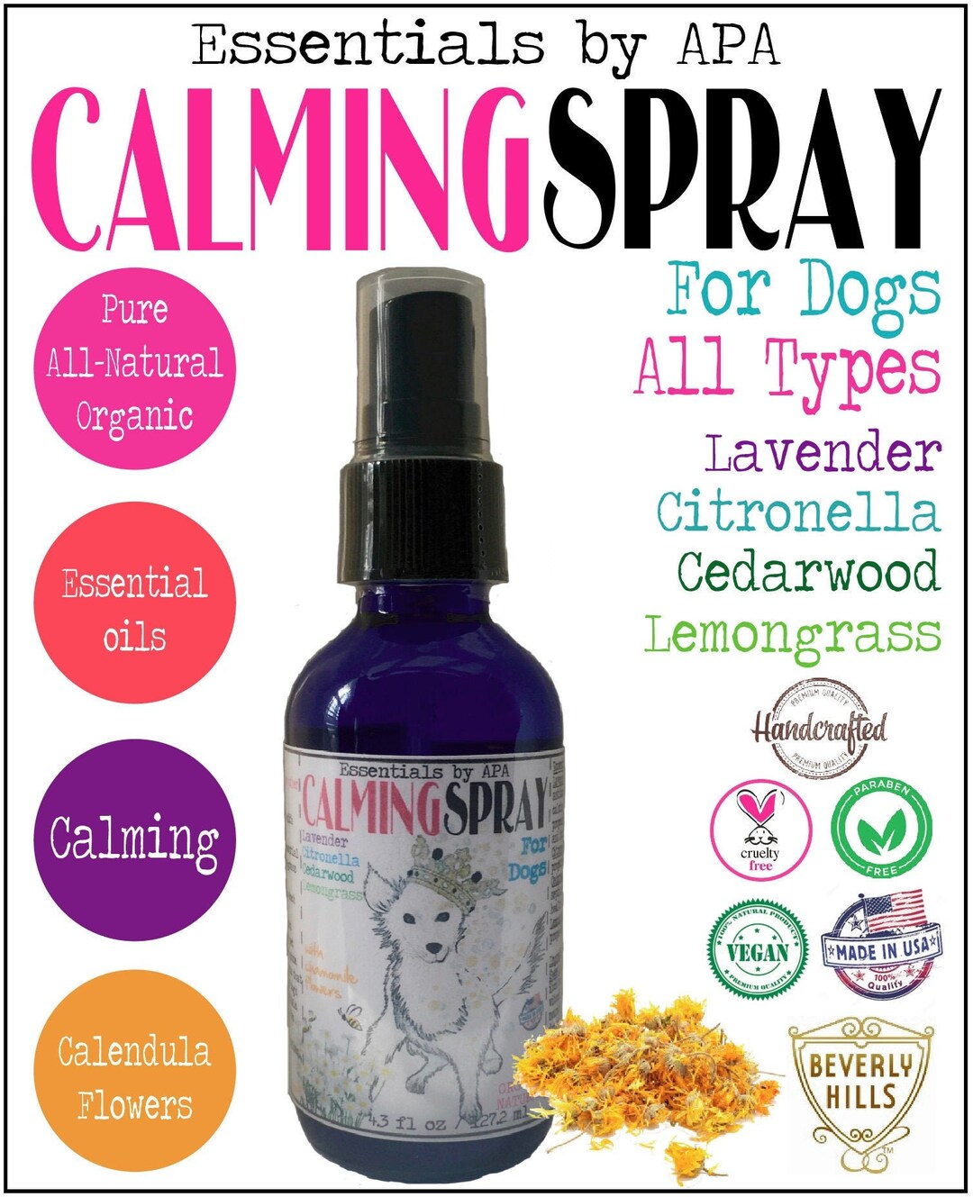 Calming Spray for Dogs Organic Essential Oil Scented With Etsy UK