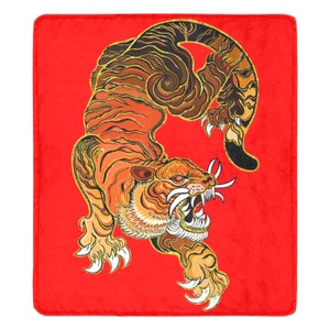 Tiger Blanket Chinese Blanket Asian Tiger Chinese Home Decor Asian Blanket Vintage Tiger Sherpa Blanket Tiger Decor Chinese Tiger Etsy Canada