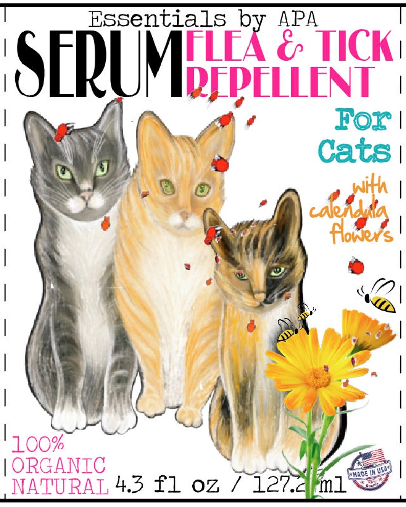 Flea & Tick repellent Serum for Cats Organic Essential Oil Etsy