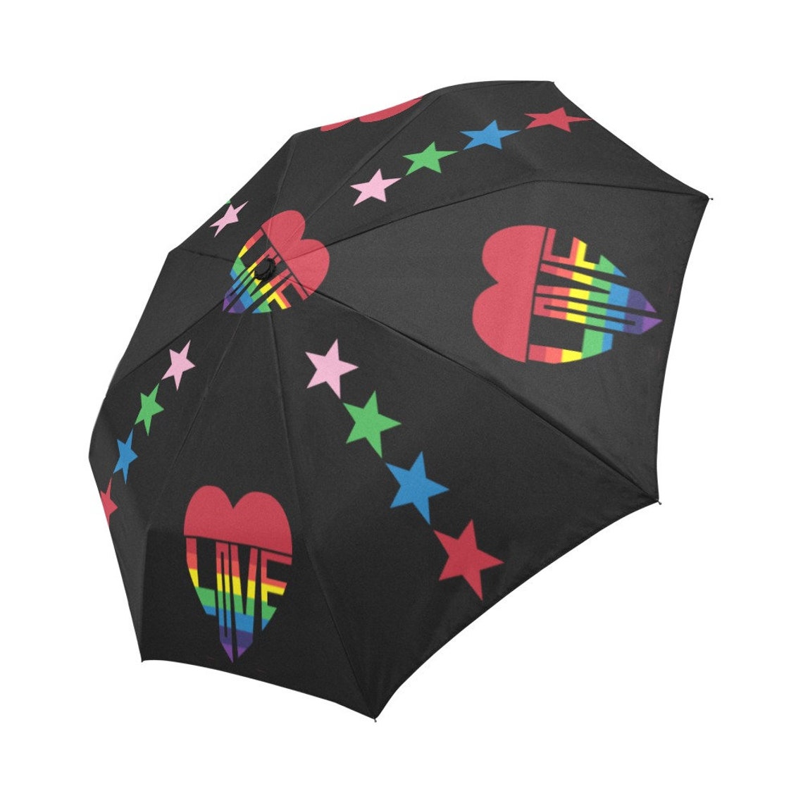 Automatic Foldable Umbrella Love is Love LGBTQ Flag Heart Etsy UK