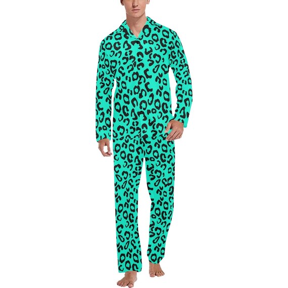 Buttoned Pajama Set for Men Snow Leopard Print Long Sleeve Pajamas Pjs Sleepwear Animal Print Feline Git Animal Lovers Cat Lovers Etsy UK