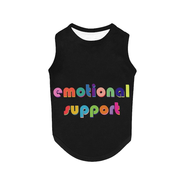 Emotional support Dog Tank Top, Dog shirt, Dog clothes, Gifts, front back print, 7 sizes XS to 3XL, dog t-shirt, black