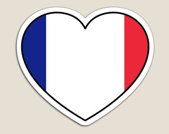 Kiss-cut Magnets I LOVE France Country Flag Heart shape 3 tailles Gift Home décor Réfrigérateur aimant