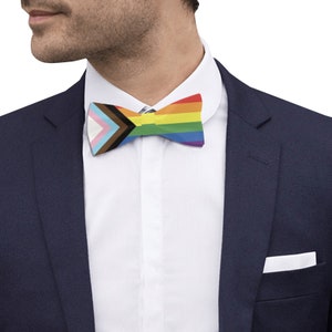 Classic Chic Adjustable Bow Tie Love is Love, LGBTQ Progress pride flag, rainbow flag Rebooted by Daniel Quasar, Gift, bowtie, wedding