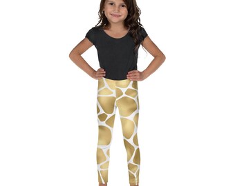 Kid's Leggings Giraffe print, workout apparel, Animal print, Gift for Animal Lovers, Gift for Gold Lovers, Halloween, Made in the USA