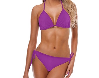 Tout violet Triangle Bikini set, maillot de bain deux pièces, maillot de bain femme, 8 tailles S à 5XL, cadeau, cadeau pour elle