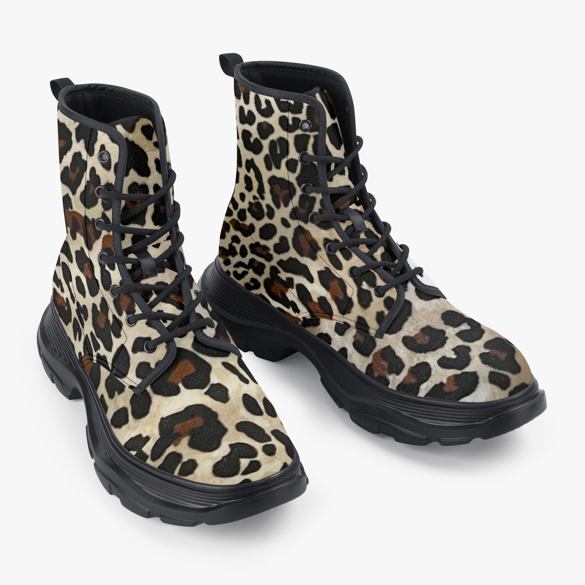 Cheetah print combat boots hotsell