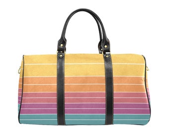 Travel Bag Sunset stripes, Hearts, Valentine, Duffel bag, Weekender Bag, Weekend bag, gift, gift for her, gift for him, gift for them