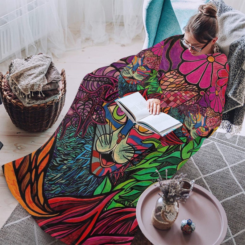 Wearable Blanket for Adults Tiger in the Tropical Jungle by Etsy