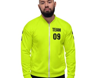 Custom Team Unisex Bomber Jacket, Personalized flight jacket, Sports Uniform, custom design your own jacket add Team, Name, Number, Made USA