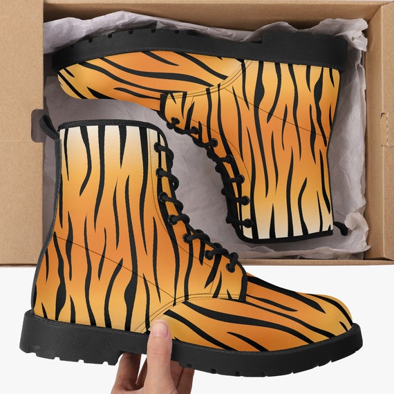 Dames Trendy Leren Laarzen Tijger print Royal Bengal Tiger - Etsy België