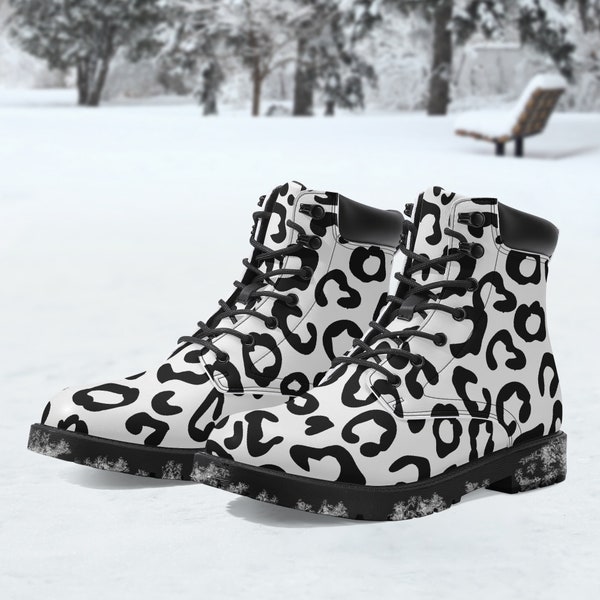 Deer Pattern Print Men Women Leather Boots main image 1