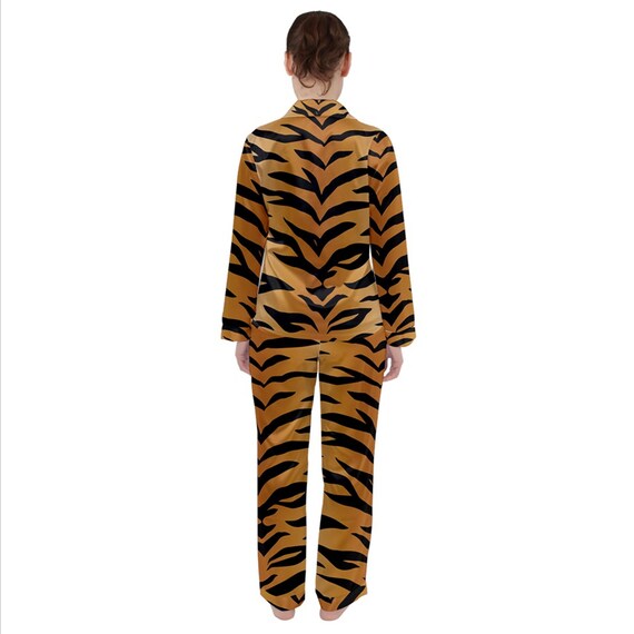 Ensemble de pyjama en satin pour femme imprime tigre classique felin animal ensemble de pyjama en satin pyjama en satin cadeau