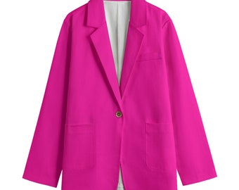 Women's Leisure Cotton Blazer Hot Pink, Pink Blazer, Solid color Blazer, choose your favorite color, custom blazer, personalized blazer