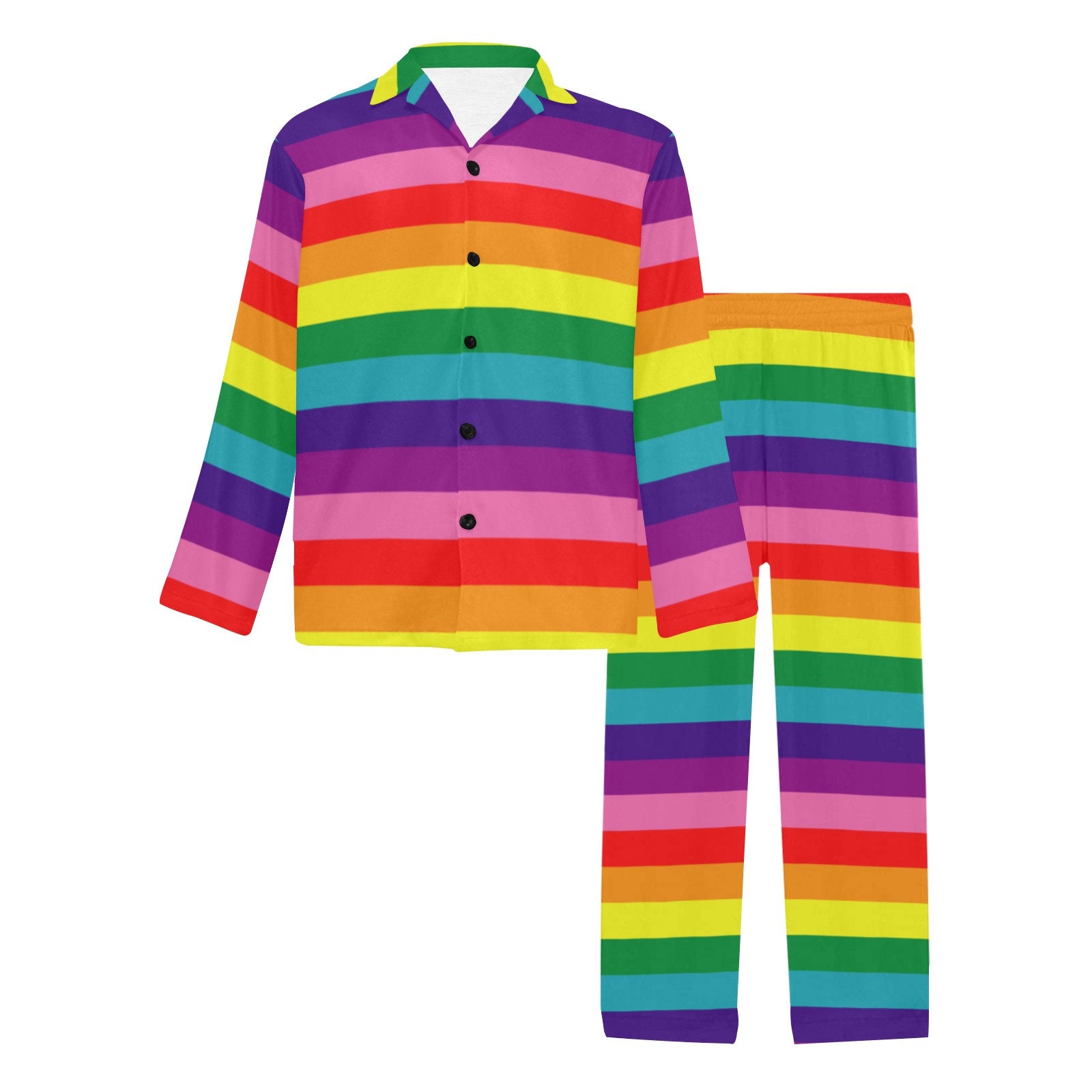 Buttoned Pajama Set for Men LGBTQ Rainbow Love is Love LGBTQ