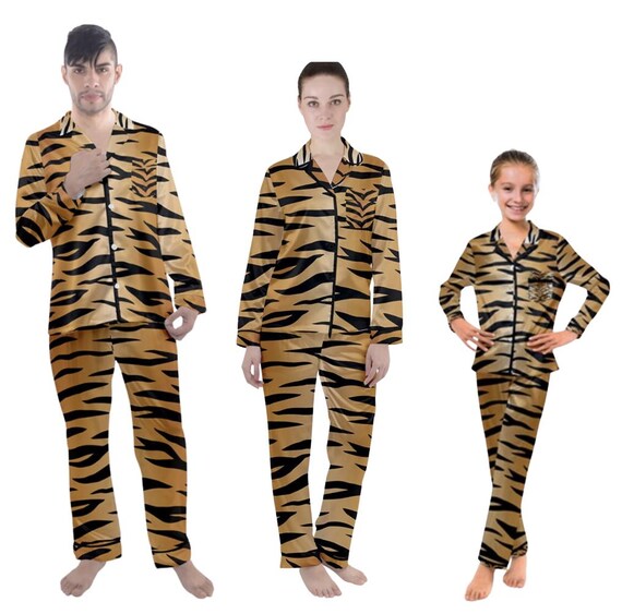 Tiger Satin Pajama Set for the Family Tiger Print Pajamas Tiger Pajamas Set Tiger Pjs Tiger Sleepwear Animal Print PJ Set Animal Lovers Etsy UK