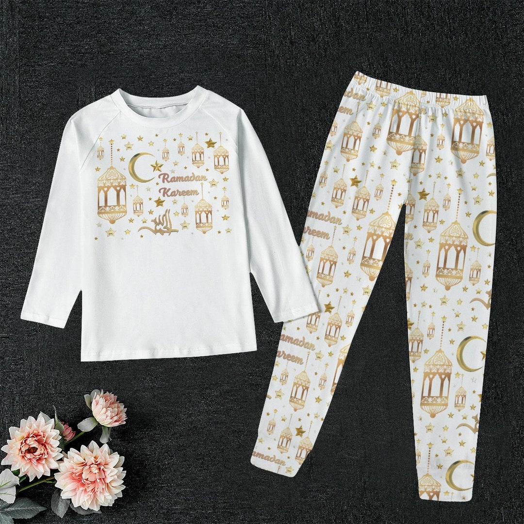 Pajama Set for Kids Ramadan Kareem, Long Sleeve Pajamas, Pjs, Sleepwear