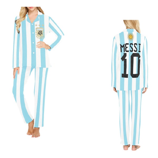 Pajama Set For the family Argentina Soccer Team, Messi 10, Long Sleeve pajamas, PJs, sleepwear, Messi Pajama Set, Messi pajamas, gift