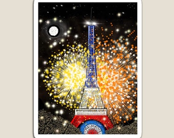 Kiss-cut Magnets Eiffel Tower Paris Bastille Day France 14 Juillet France Independence Day 3 tailles Gift Home décor Réfrigérateur aimant