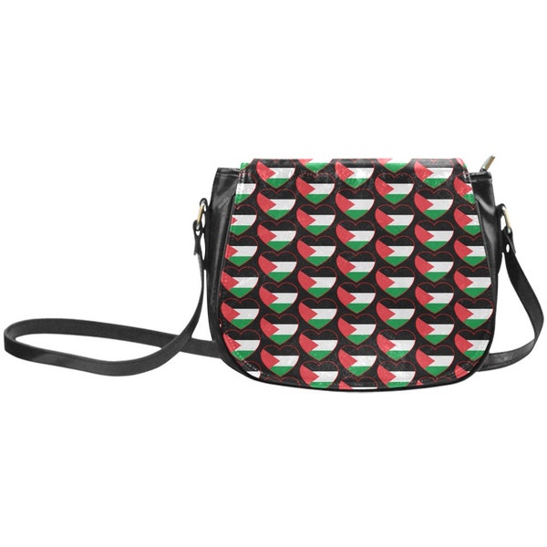 I love Palestine Crossbody Bag, Palestinian flag, I stand with Palestine, saddle bad, shoulder bag, crossbody purse, 10.24"(L) x 4.13"(W)