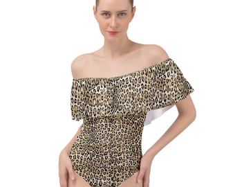 Off the shoulder velour bodysuit Jaguar print, Feline, Animal print, classic dress, Gift for Animal Lovers, Gift for Cat Lovers, Halloween