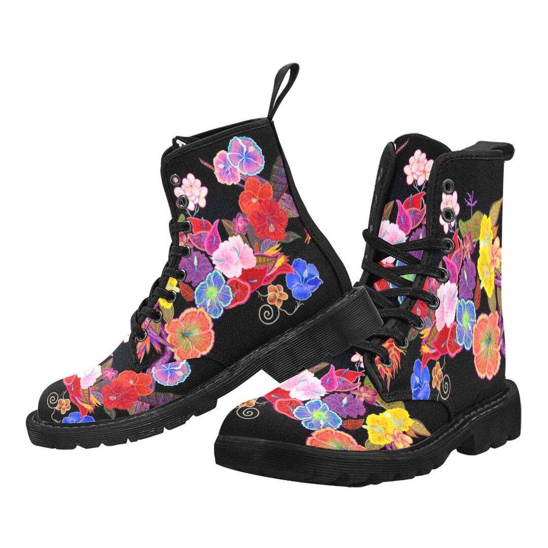 Red And Orange Hibiscus Hawaiian Print Women's Boots