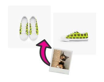 Custom Photo Low-Top Canvas Shoes for kids, Personalized Sneakers, Sneakers, Design your own Sneakers, add photo, logo, art, dog, cat