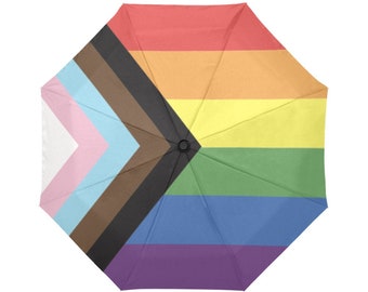 Automatic Foldable LGBTQ Rainbow Umbrella Love is Love, LGBTQ Progress pride flag, rainbow flag Rebooted by Daniel Quasar, gift, accessories