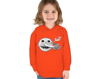 Toddler Pullover Fleece Hoodie Halloween by Maru, Moon, Witch, Pumpkin, Cat, Ghosts, Gift, Made in the USA