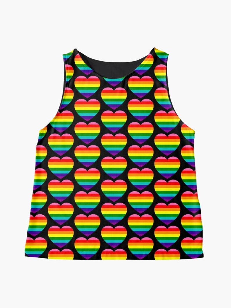 Flatering A-line Sleeveless Top Love is Love LGBT pride flag Rainbow pride flag Flowy blouse Loose fit 6 sizes XS to 2XL Black or White back