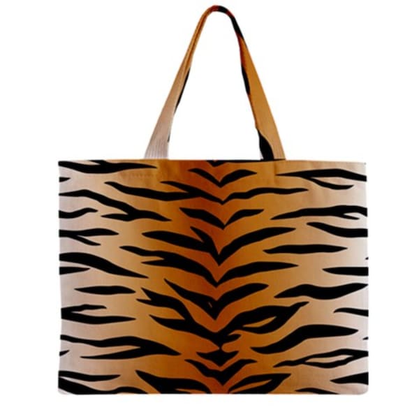 Zipper Medium Tote Bag Tiger print, Feline, Gift for Animal Lovers, Gift for Pet Lovers, Gift for Cat Lovers, 12x16" / 30.5x40.6 cm (WxH)