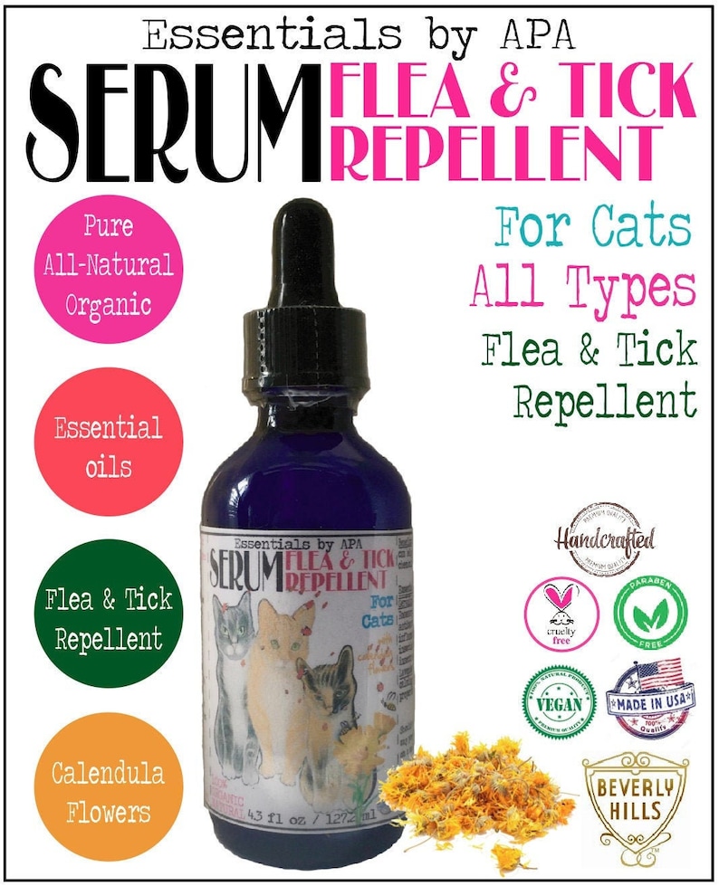 Flea & Tick repellent Serum for Cats Organic Essential Oil Etsy
