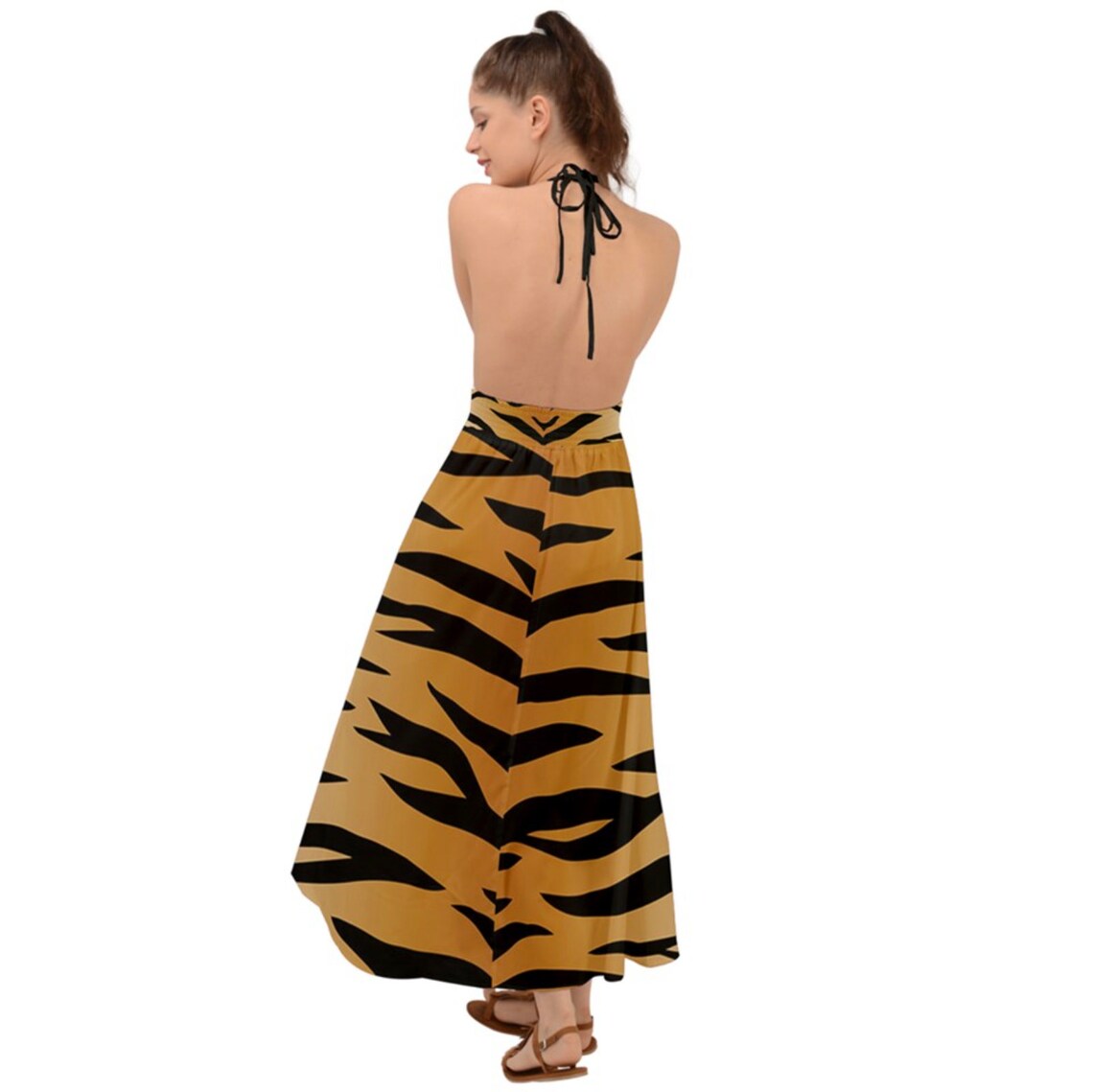 Backless Maxi Beach Dress Tiger Print Animal Print Animal Etsy