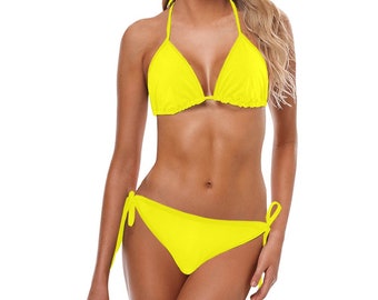 All Yellow Triangle Bikini set, Two piece swimsuit, Women Swimwear, 8 sizes S to 5XL, gift, gift for her