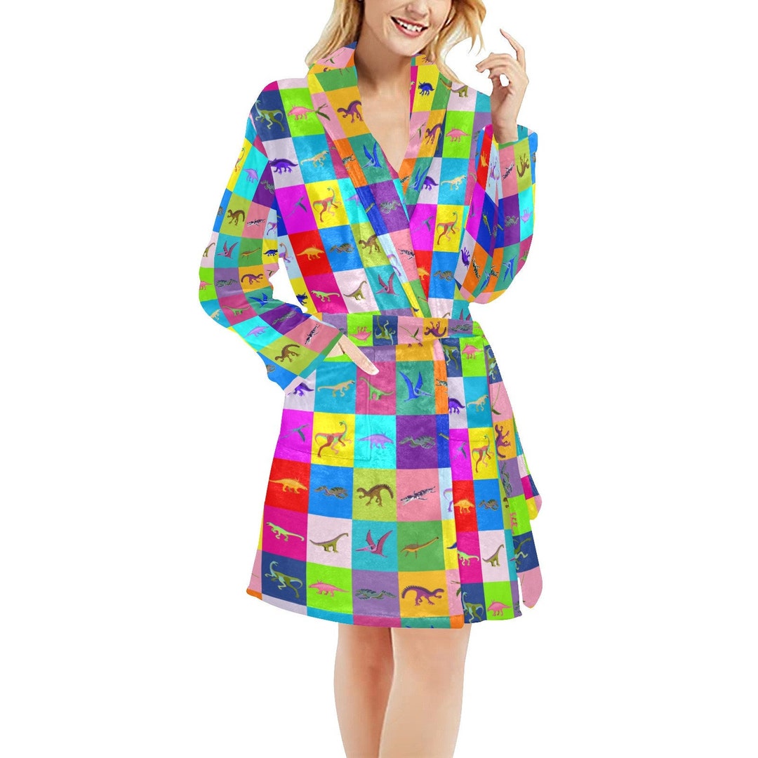 Soft Fleece Robe Cute Dinosaurs by Maru Dinosaurs Robe Cute Etsy