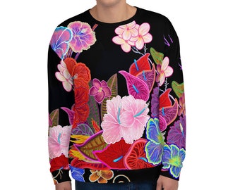 Unisex Sweatshirt Hawaii blumen von Maru, tropische Blumen, Floral Print, Floral Sweatshirt, Premium Sweater, weich & warm, Geschenk