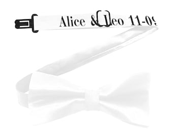 Custom Classic Chic Adjustable Bow Tie, Personalized bow tie, Wedding gift, bowtie, wedding accessory, add your names, date, choose a color