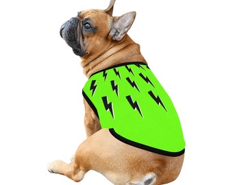 Lightning bolts, Thunder, dog shirt, dog tank top, dog t-shirt, dog clothes, Gift, 7 sizes XS to 3XL, flash, storm, power, neon green