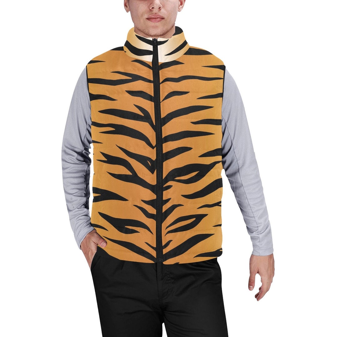 Padded Vest for Men Tiger Print Animal Print Puffer Vest Etsy