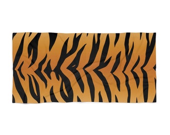 Strandtuch Tigerdruck, weiches und kuscheliges Badetuch, Tierdruck, Wohnkultur, Geschenk für Tierliebhaber, Geschenk für Katzenliebhaber, Made in USA