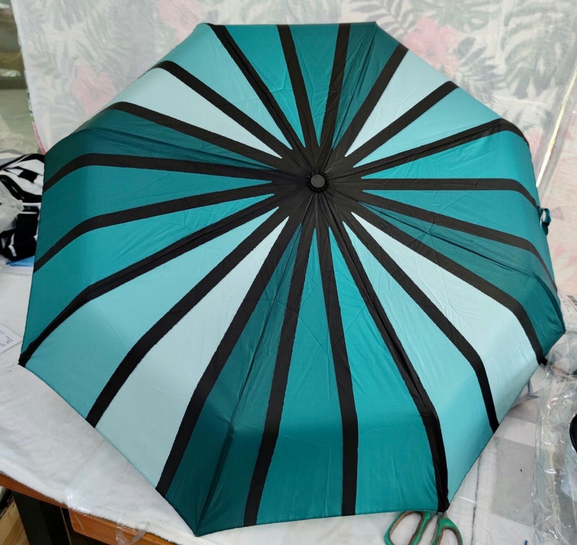 Automatic Foldable Umbrella Shades of Teal Spectrum Gift Etsy