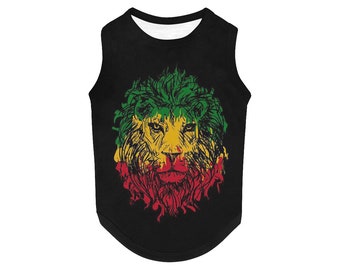 Lion of Jehuda Hund T-shirt, Hund Tank Top, Hundeshirt, Hundekleidung, Geschenke, 7 Größen XS bis 3XL, Jamaika, Rasta, Rastafari, Rastafari, Tier