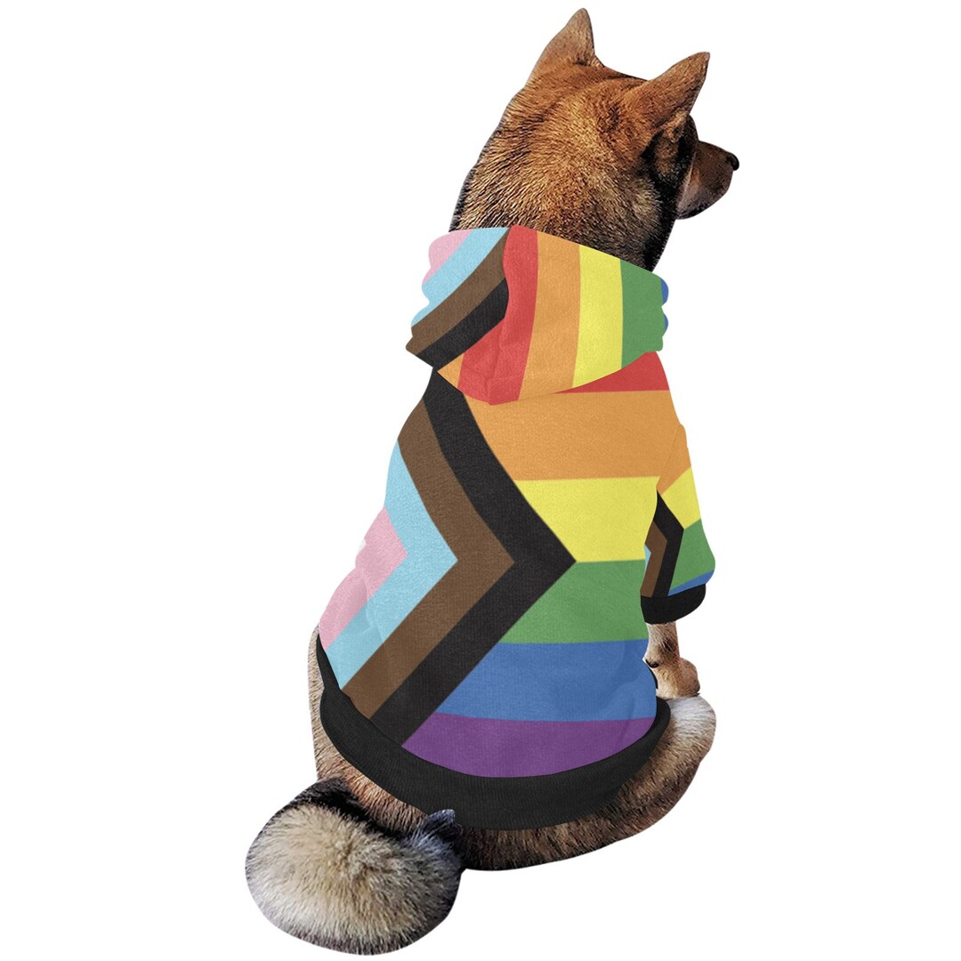 Love is Love Progress Pride Flag Dog Hoodie, LGBTQ Flag Rebooted by