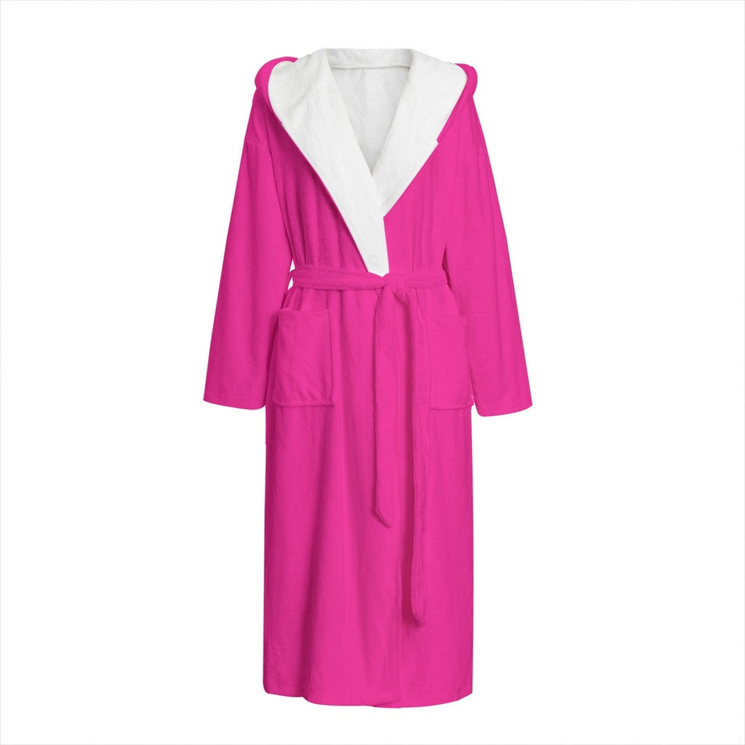 Hot Pink Soft Fleece Robe Hot Pink Long Robe Pink Robe Etsy