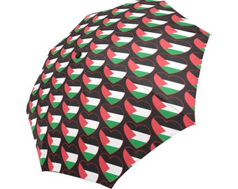 Automatic Foldable Umbrella I love Palestine, Palestinian flag, I stand with Palestine, Peace for Palestine, Palestine lovers, accessory