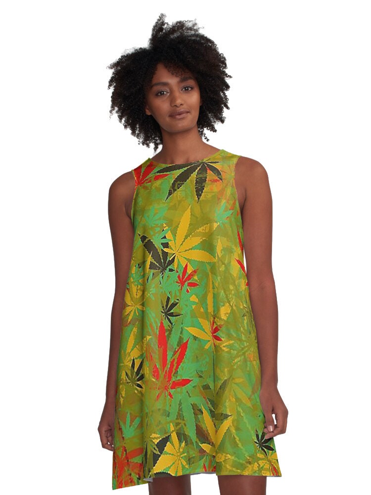 Flattering A-line Dress Rasta Rastafari Jamaica Marijuana - Etsy